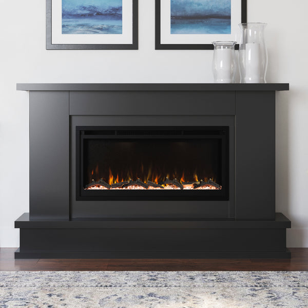 Modern Ember Patton Smart Electric Fireplace Mantel Package In Black Mantels Direct