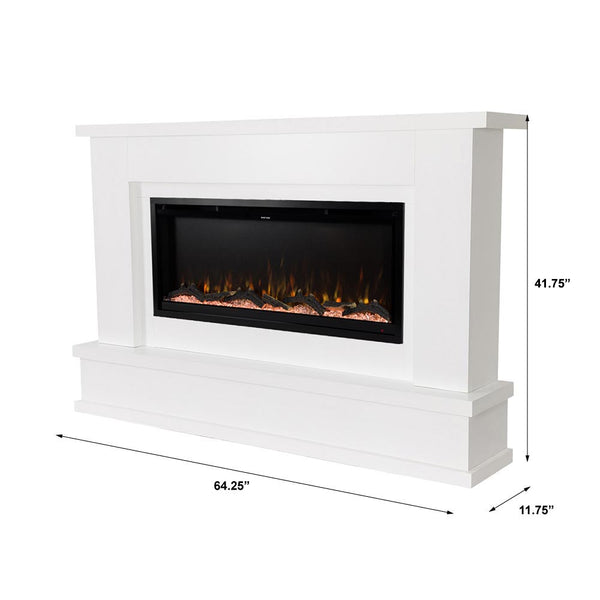 Modern Ember Patton Smart Electric Fireplace Mantel Package In White Mantels Direct