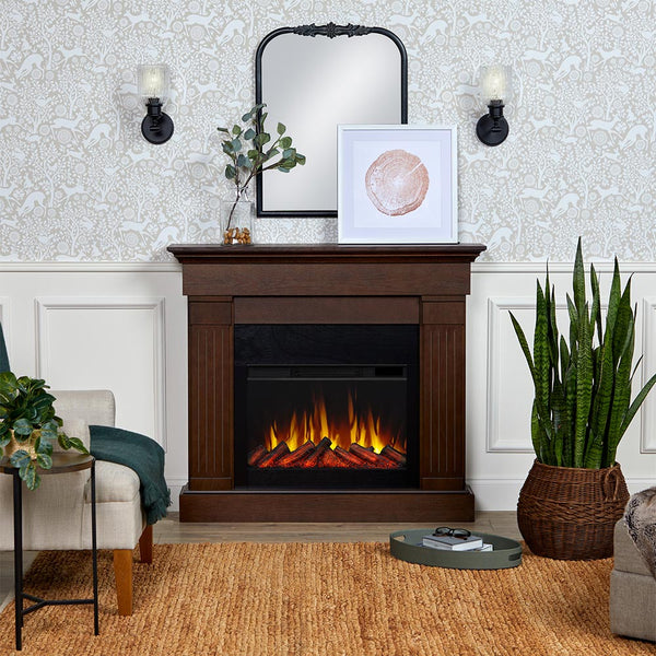 Crawford Electric Fireplace Mantel Package In Chestnut Oak - 8020e-co 