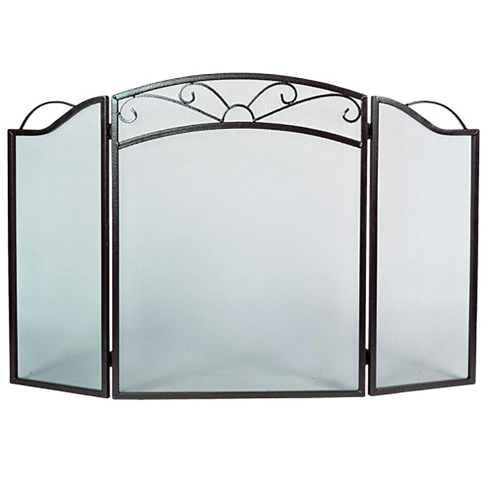 3 Fold Arched Bronze Fireplace Screen
