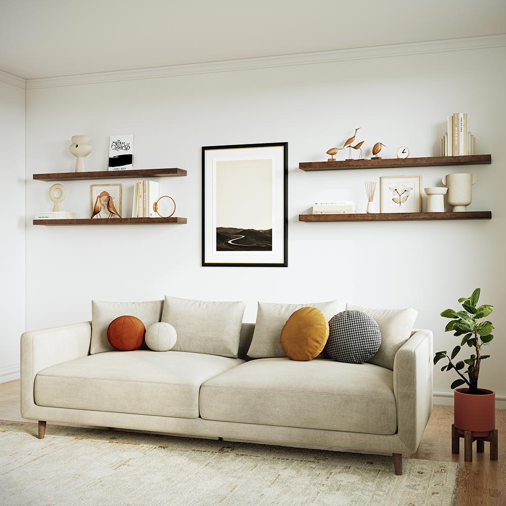 Alma 72-in Maple Floating Shelf - Umber Stain