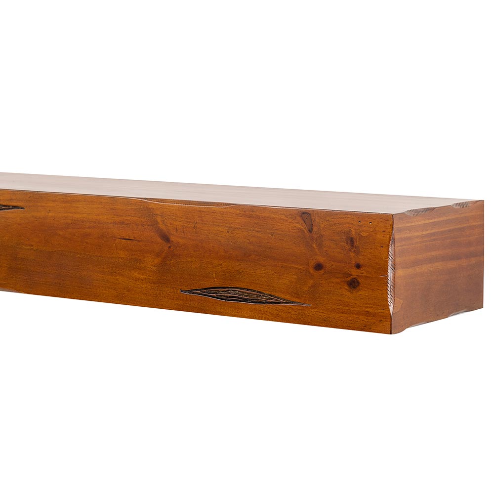 Breckenridge Wood Mantel Shelf in Chestnut Rustic Distressed