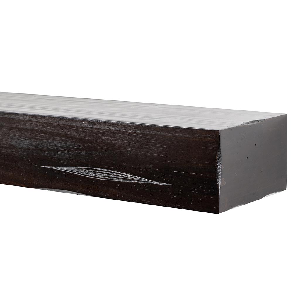 Breckenridge Wood Mantel Shelf in Espresso Rustic Distressed