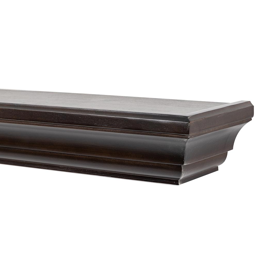 Colton Wood Mantel Shelf in Chocolate Stain
