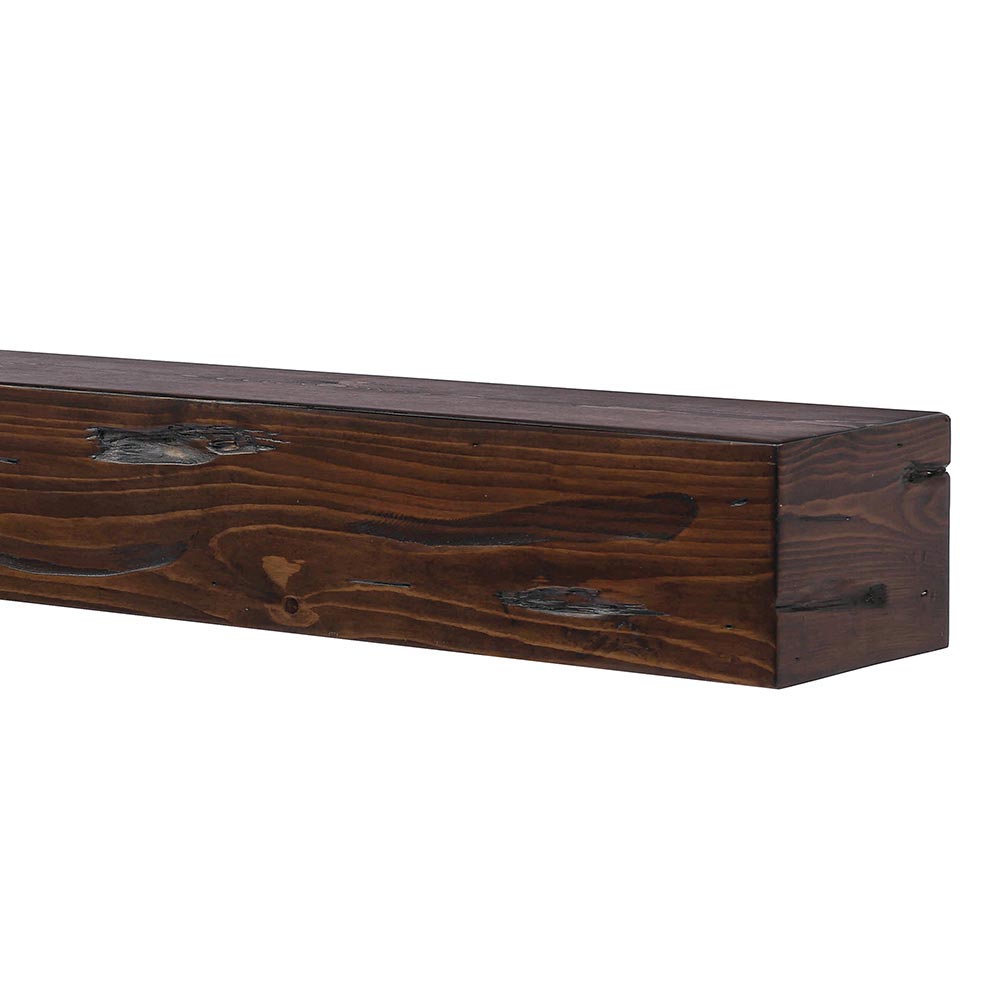 Dakota Wood Mantel Shelf in Burnished Walnut Stain