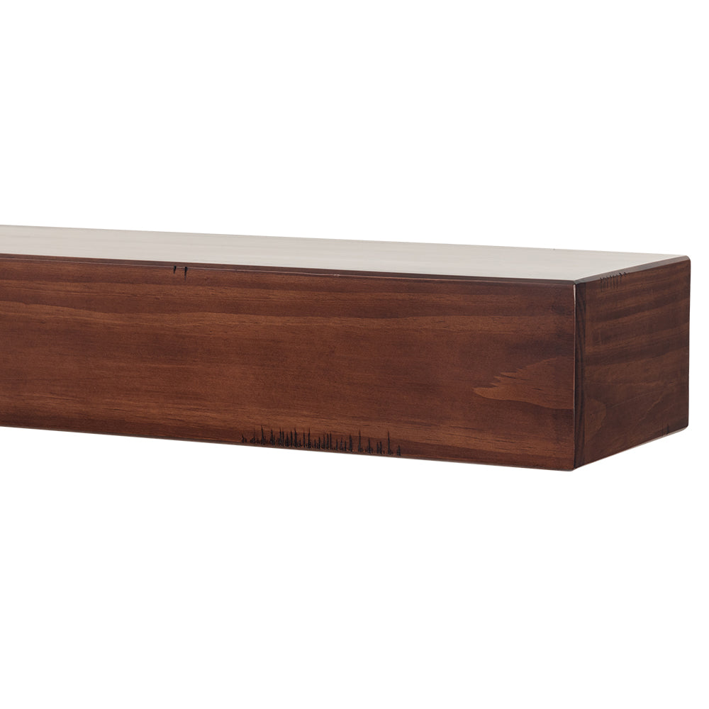 Dakota Wood Mantel Shelf in Burnt Sienna Stain