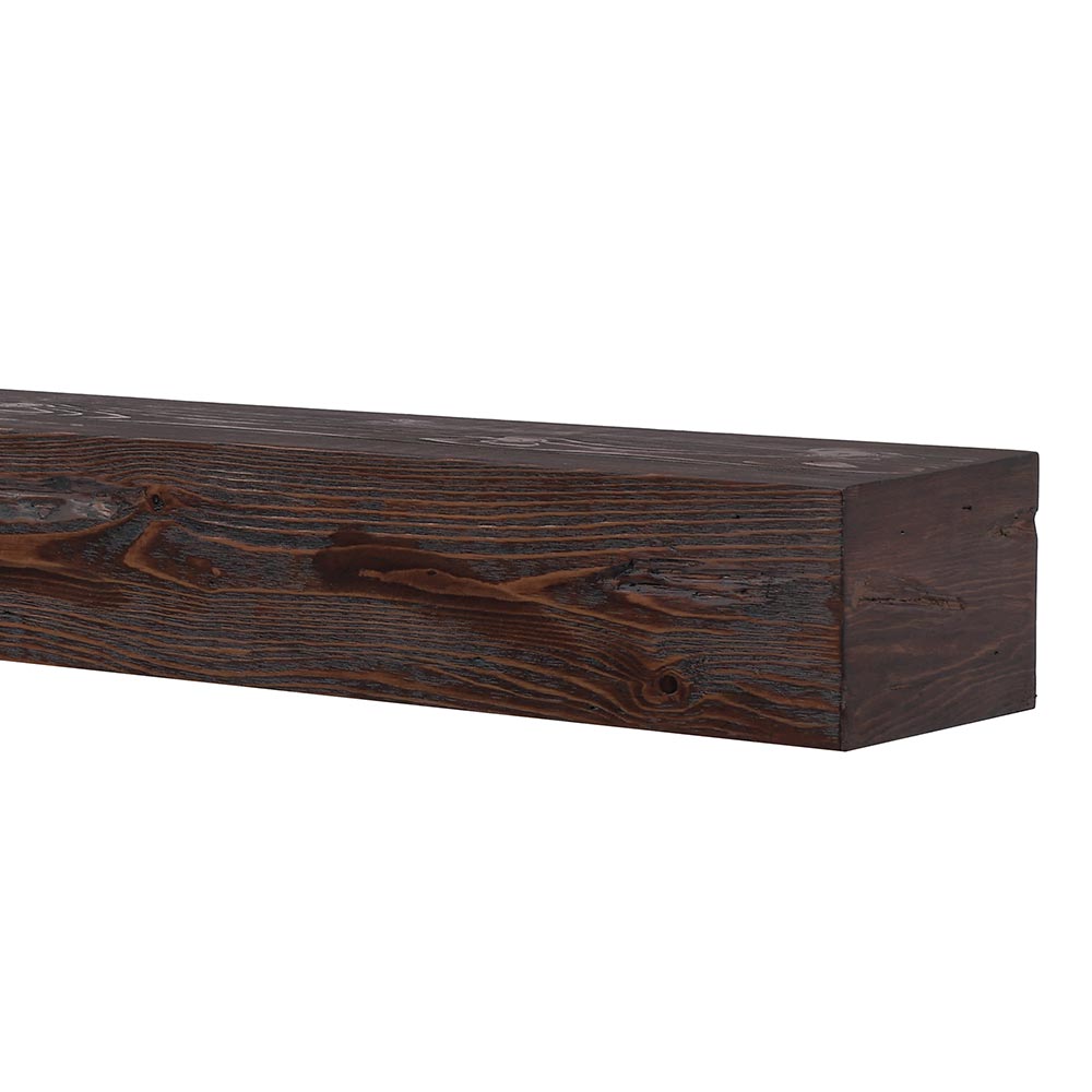 Dakota Wood Mantel Shelf in Warm Walnut Stain