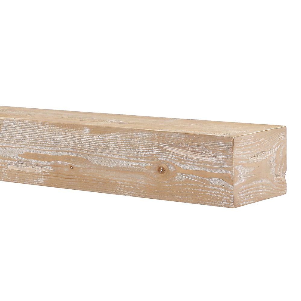 Dakota Wood Mantel Shelf in Whitewash Stain