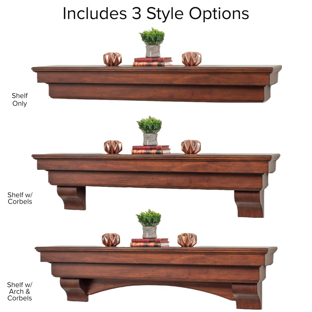 Salem Wood Mantel Shelf - 3 Installation Options