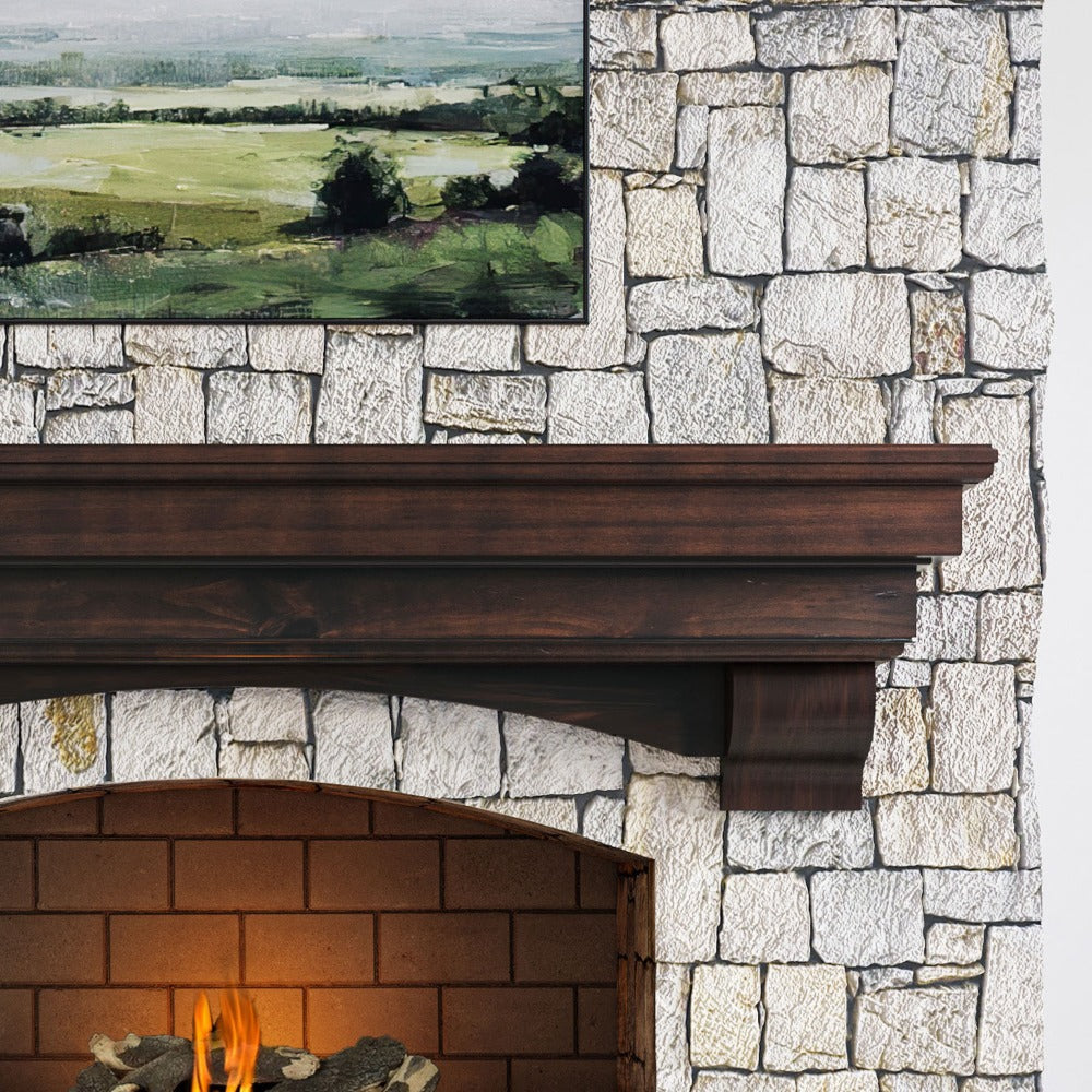 Salem Wood Mantel Shelf in Cherry Stain