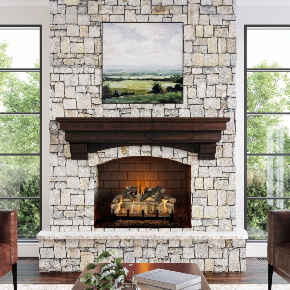 Salem Wood Mantel Shelf in Cherry Stain