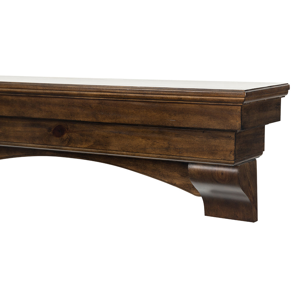 Salem Wood Mantel Shelf in Rosewood Stain