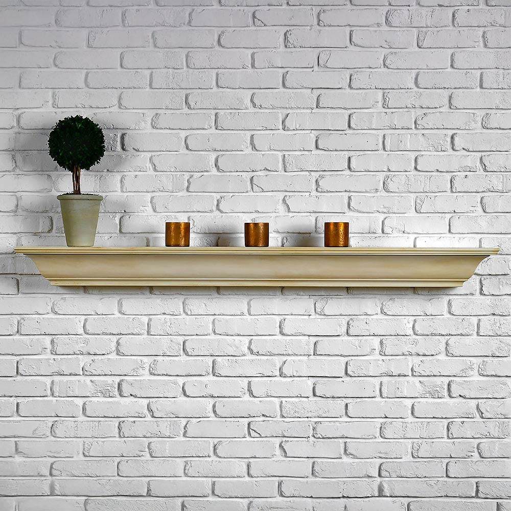Madison Wood Mantel Shelf in Poplar with Linen Finish