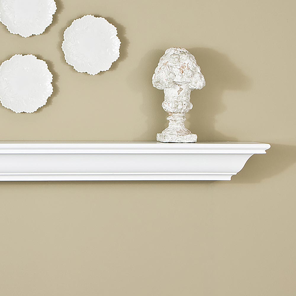 Madison Wood Mantel Shelf in Poplar with White Paint