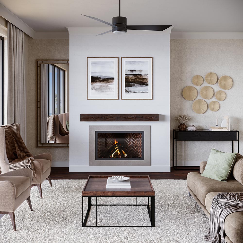 Dakota Wood Mantel Shelf in Burnished Walnut Stain