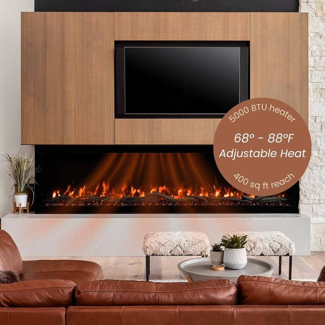 Modern Ember 100-in Highmark Linear Electric Fireplace - ME-HM100 - Smoked Crystals