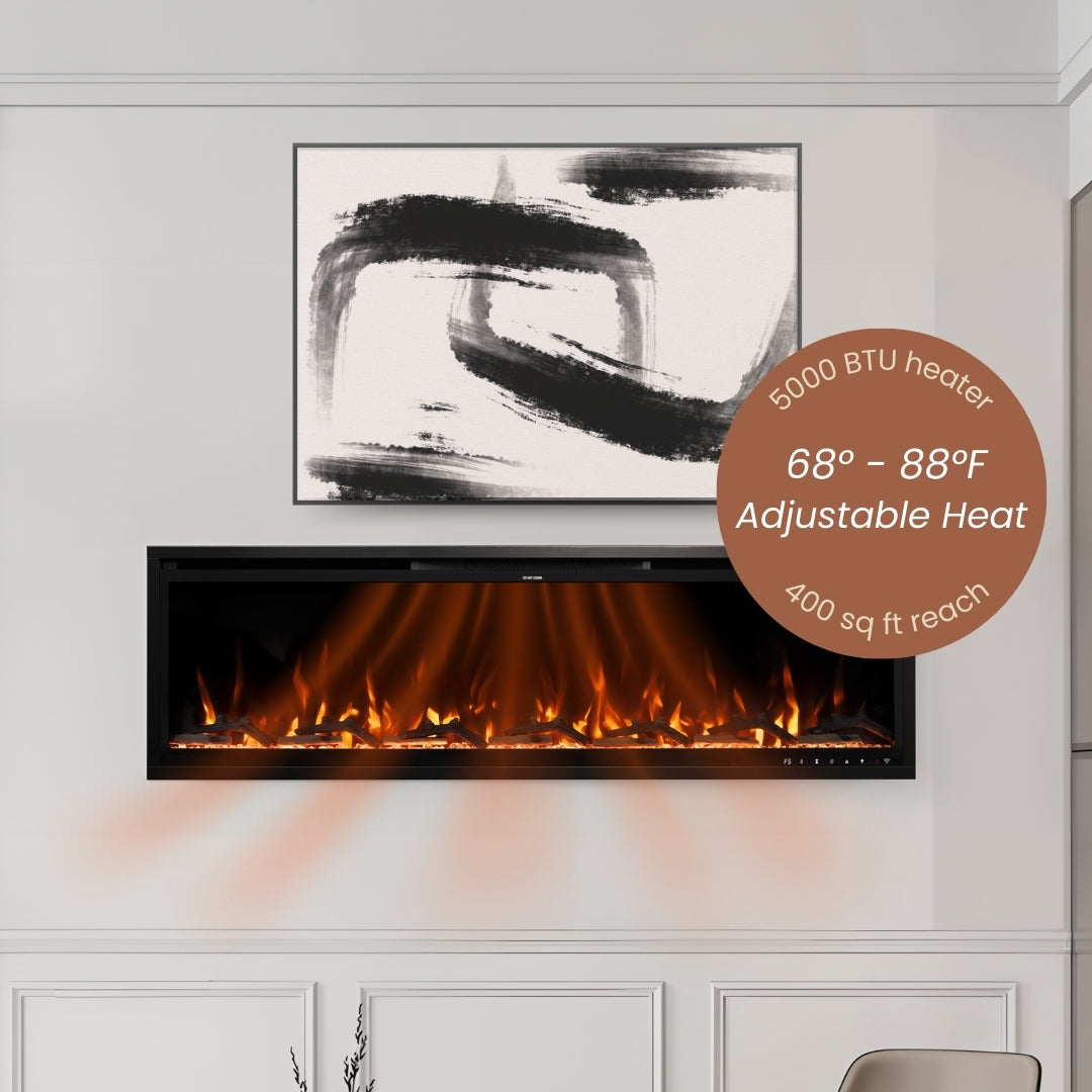 Modern Ember 60-in Aerus Slim Linear Electric Fireplace ME-AER60-SLIM 2"x4" Framed Wall