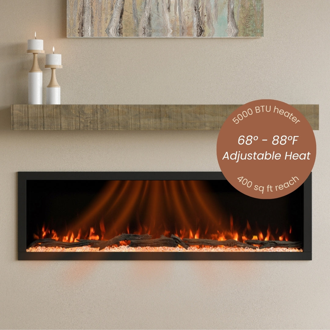 Modern Ember 60-in Highmark Linear Electric Fireplace - ME-HM60 - Clear Crystals