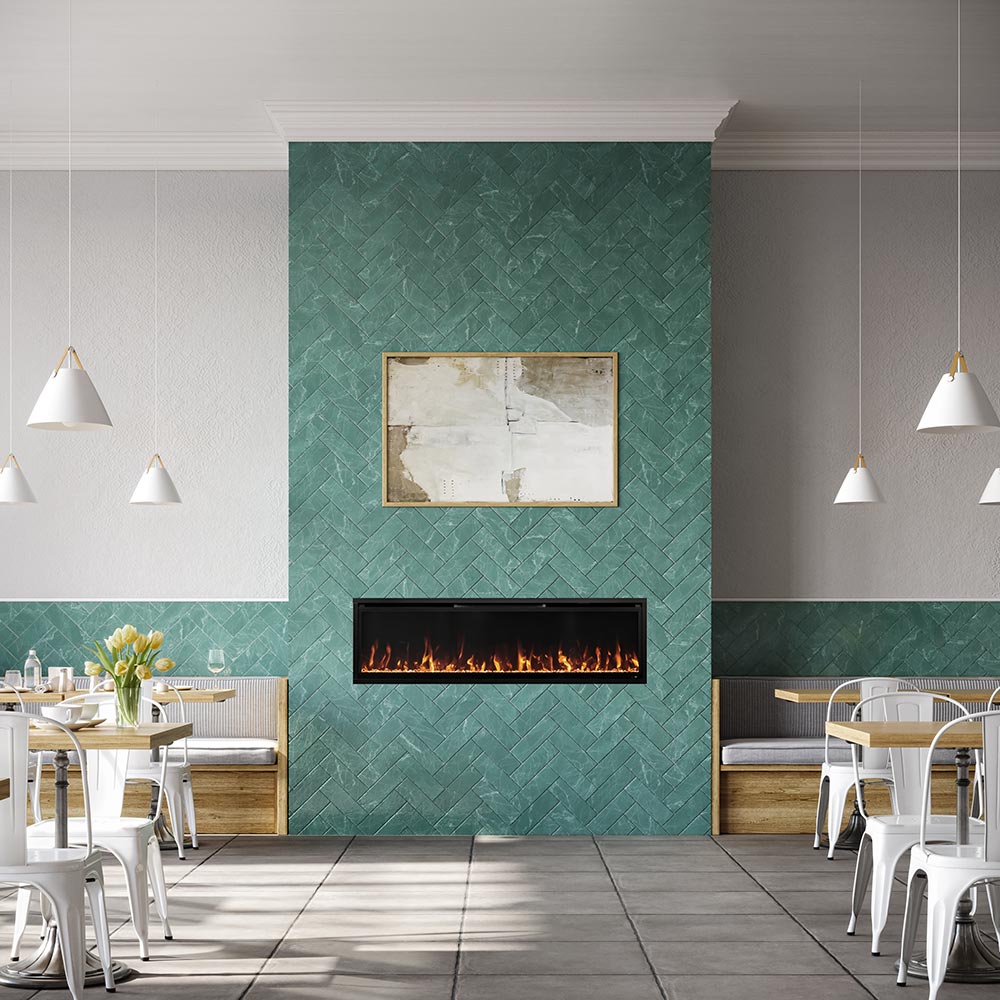 Modern Ember 60-in Aerus Slim Linear Electric Fireplace ME-AER60-SLIM 2"x4" Framed Wall