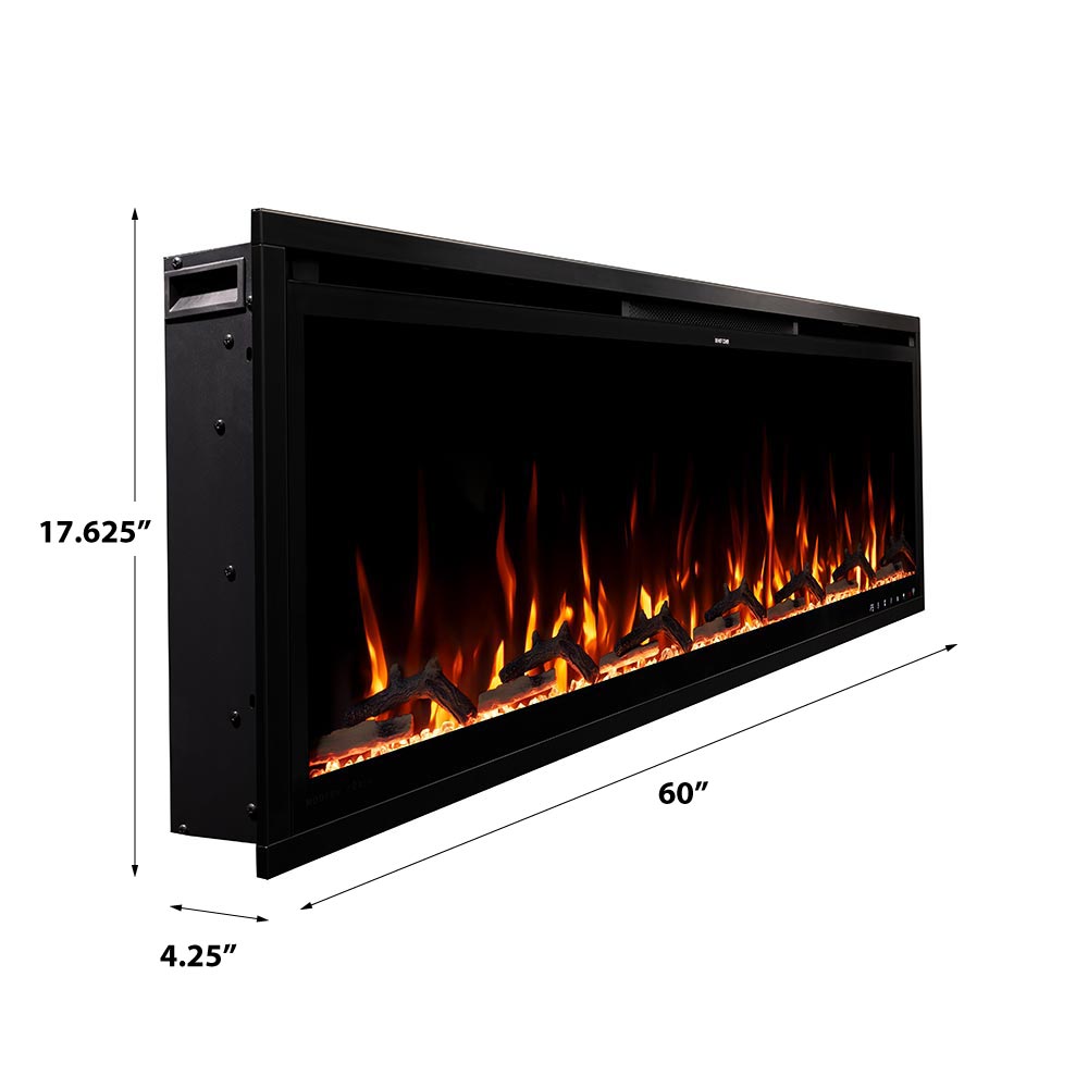 Modern Ember 60-in Aerus Slim Linear Electric Fireplace ME-AER60-SLIM Dimensions