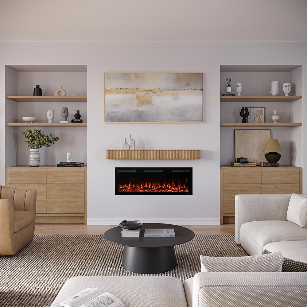 Alfama 60-in Reed Mantel Shelf Blonde Stain