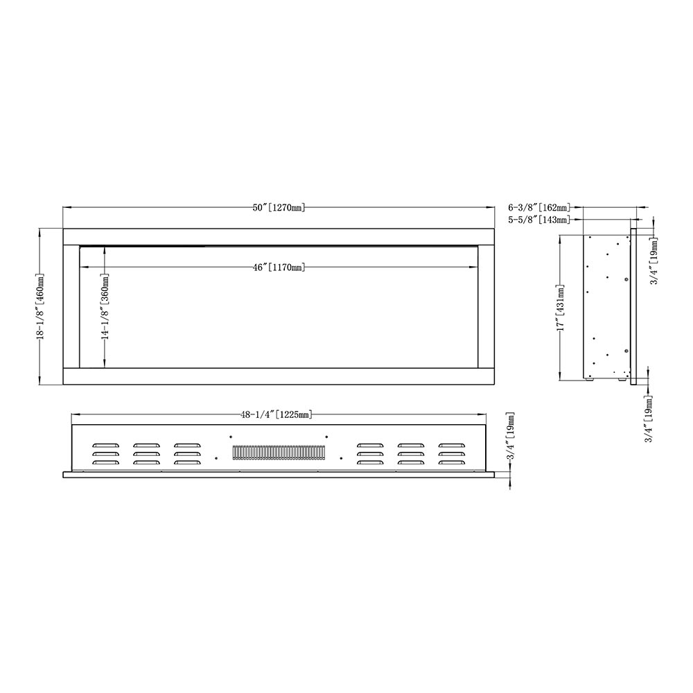 Modern Ember 50-in Highmark Linear Electric Fireplace - ME-HM50 - Yellow Flame Color