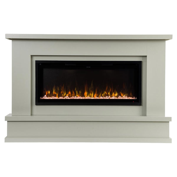 Modern Ember Patton Smart Electric Fireplace Mantel Package in Gray ...