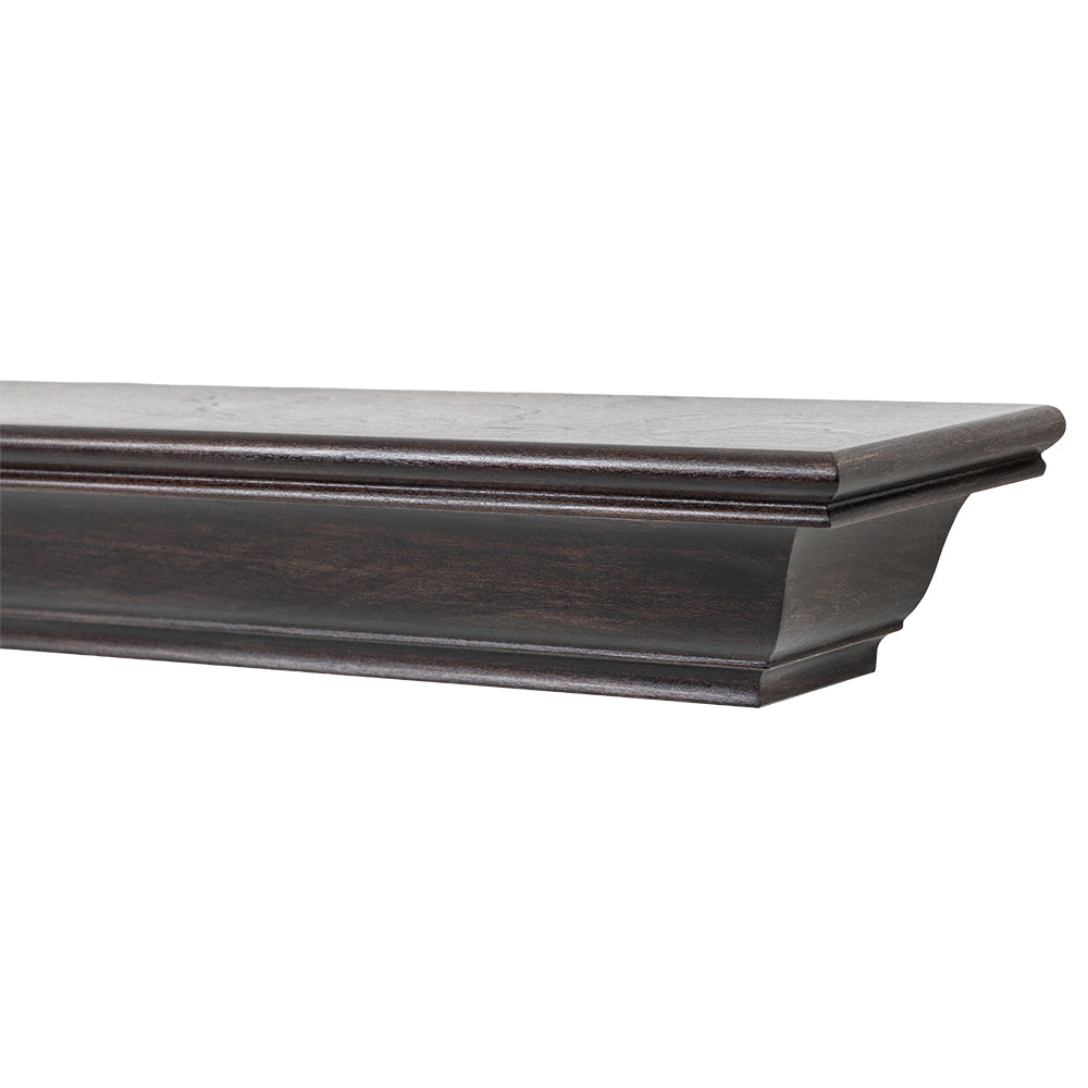 Madison Wood Mantel Shelf in Poplar with Chocolate Stain