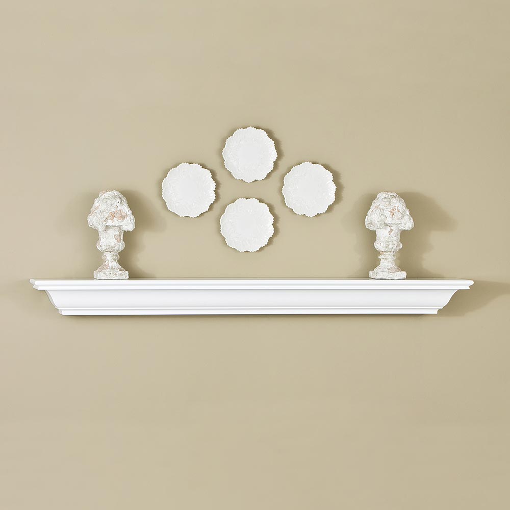 Madison Wood Mantel Shelf in Poplar with White Paint