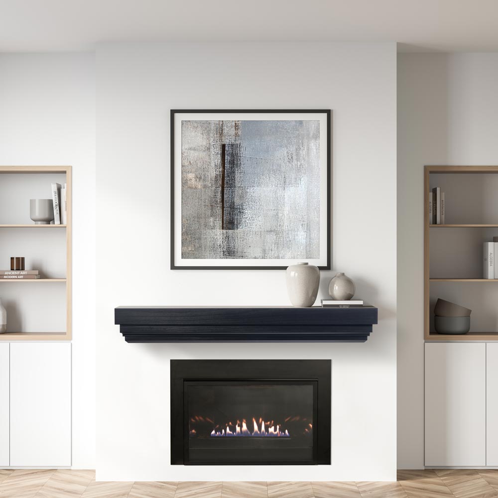 Weston Wood Mantel Shelf in Oak with Black Paint