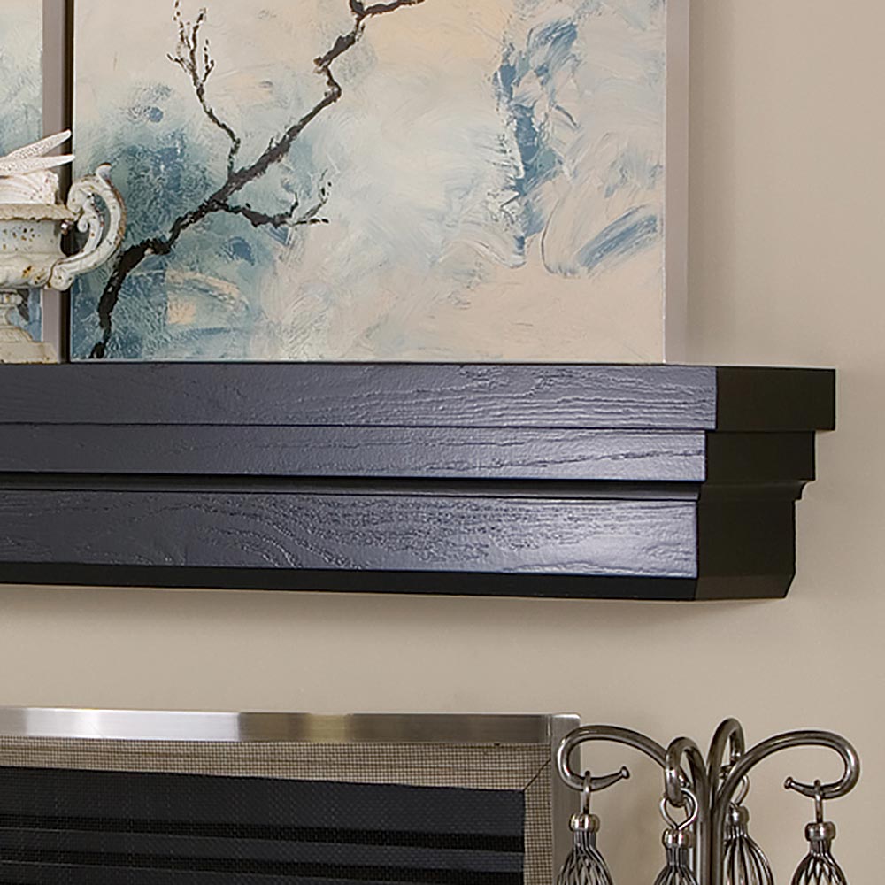 Weston Wood Mantel Shelf in Oak with Black Paint