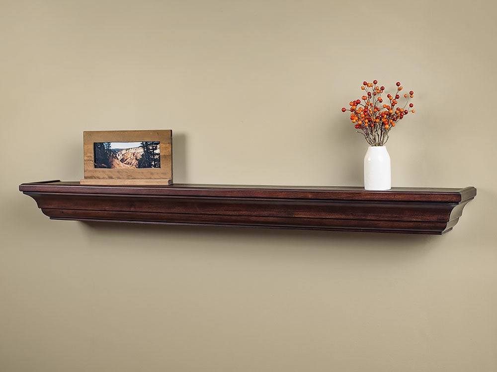 Colton Wood Mantel Shelf in Chocolate Stain