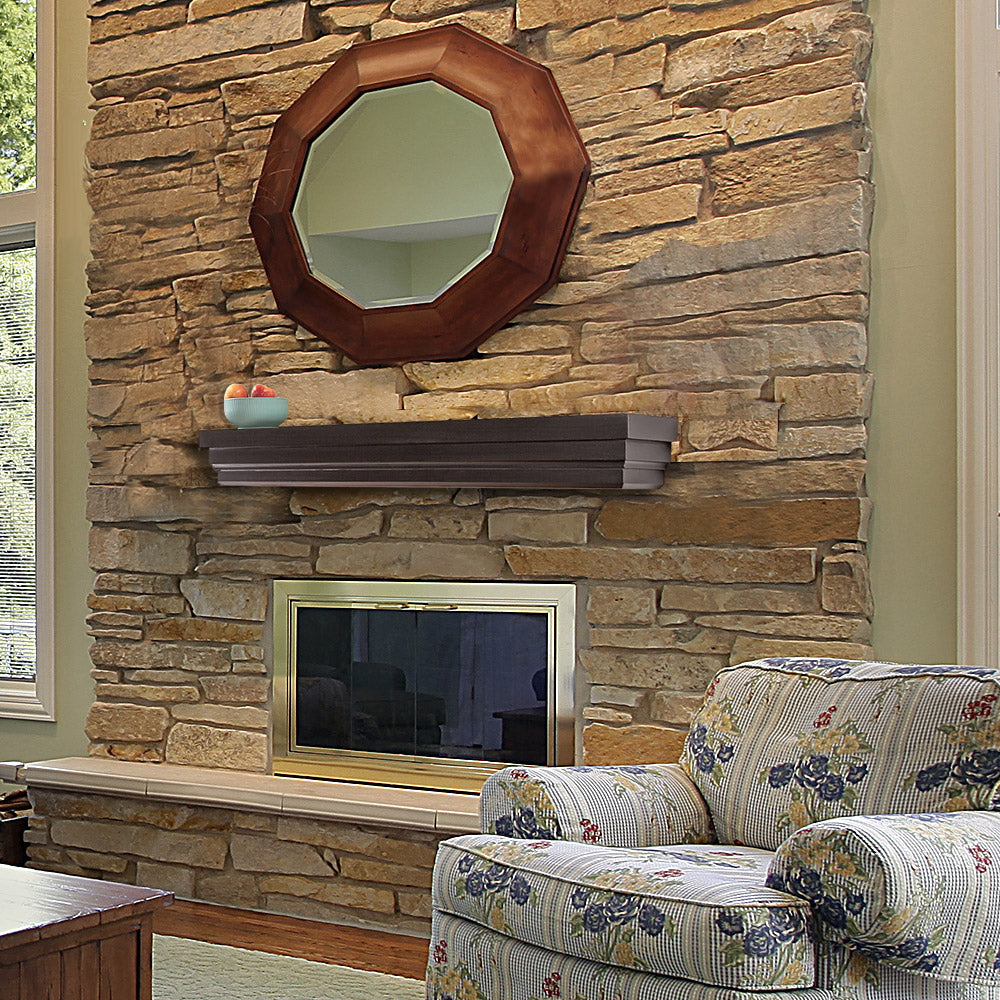 Weston Wood Mantel Shelf in Poplar with Red Mahogany Stain