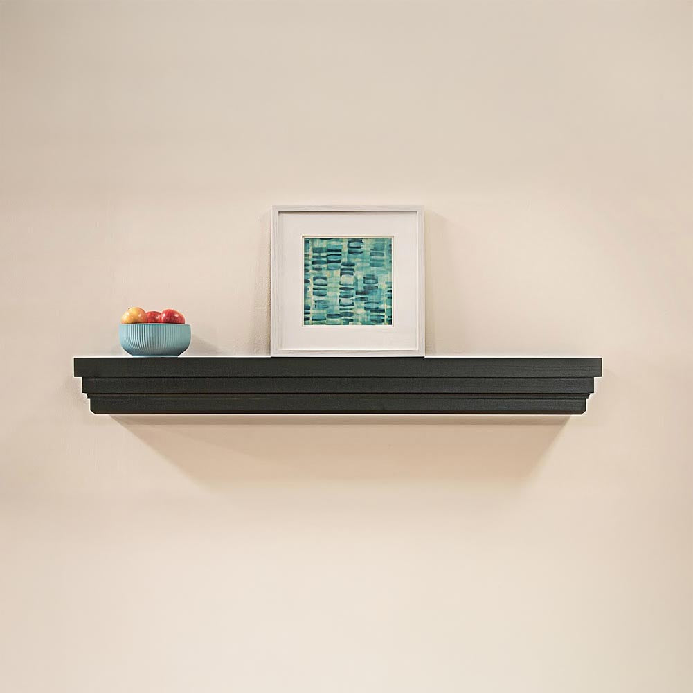 Weston Wood Mantel Shelf in Oak with Black Paint