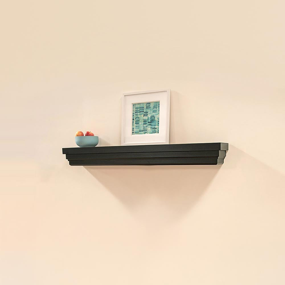 Weston Wood Mantel Shelf in Oak with Black Paint